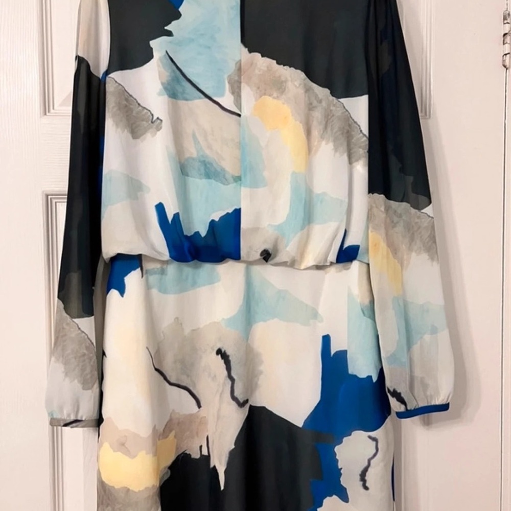Reiss Multicolor Abstract Long Sleeve Dress